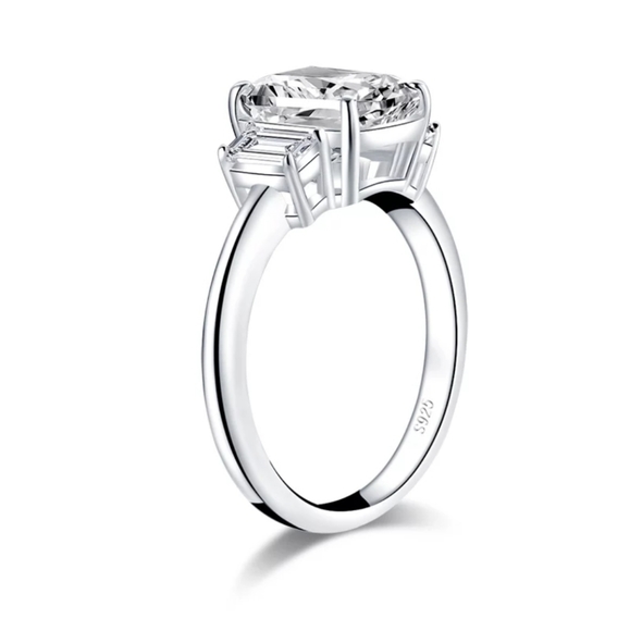Sona Emerald Cut Diamond Ring S7 - Picture 5 of 9